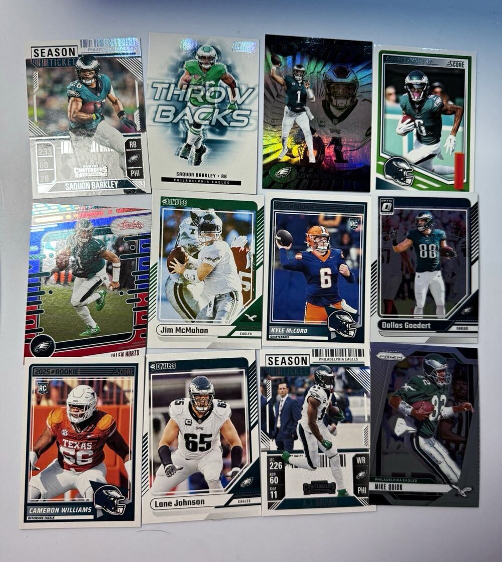Panini Philadelphia Eagles NFL Trading Cards Lot of 11 Rookie Hurts Barkley